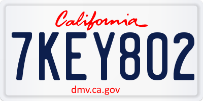 CA license plate 7KEY802