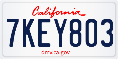CA license plate 7KEY803