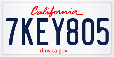 CA license plate 7KEY805