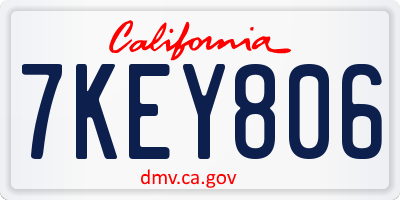 CA license plate 7KEY806