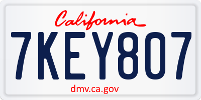 CA license plate 7KEY807