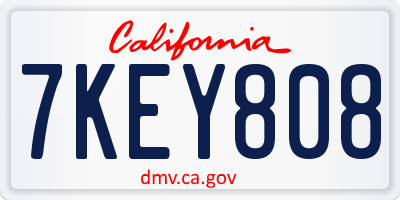 CA license plate 7KEY808