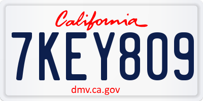 CA license plate 7KEY809