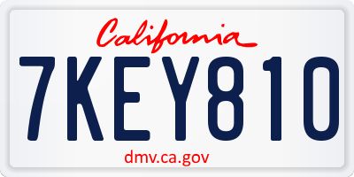 CA license plate 7KEY810