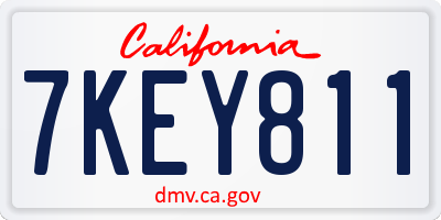 CA license plate 7KEY811