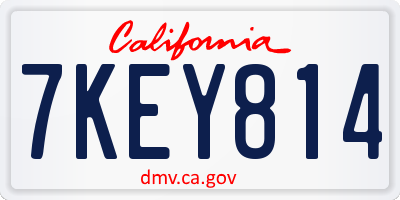 CA license plate 7KEY814