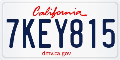 CA license plate 7KEY815