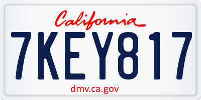CA license plate 7KEY817