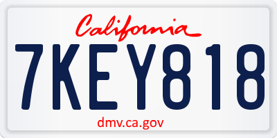 CA license plate 7KEY818