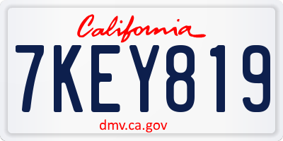 CA license plate 7KEY819