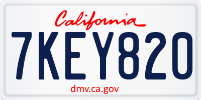 CA license plate 7KEY820
