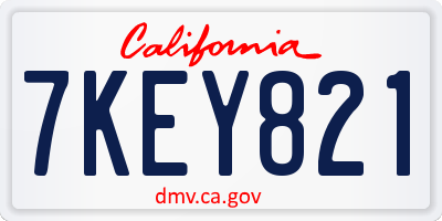 CA license plate 7KEY821