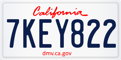 CA license plate 7KEY822