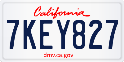 CA license plate 7KEY827