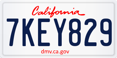 CA license plate 7KEY829