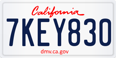 CA license plate 7KEY830
