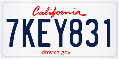 CA license plate 7KEY831