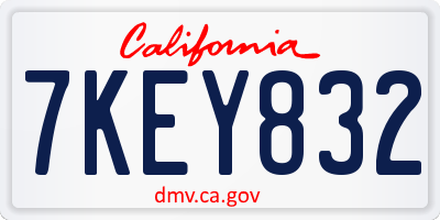 CA license plate 7KEY832