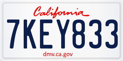 CA license plate 7KEY833