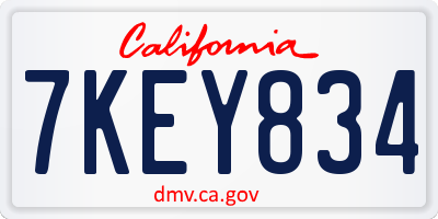 CA license plate 7KEY834