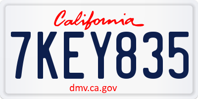 CA license plate 7KEY835