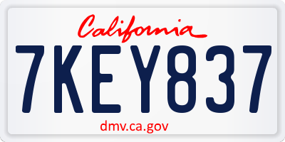 CA license plate 7KEY837