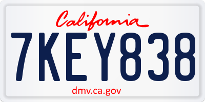 CA license plate 7KEY838