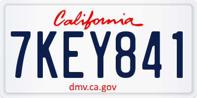 CA license plate 7KEY841
