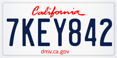 CA license plate 7KEY842