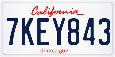 CA license plate 7KEY843