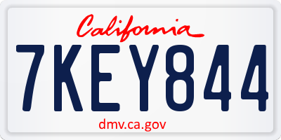 CA license plate 7KEY844