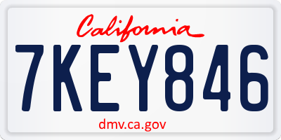 CA license plate 7KEY846
