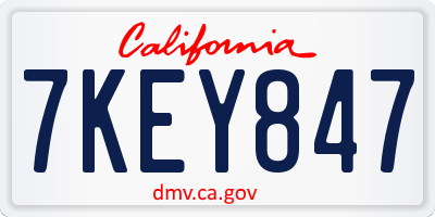 CA license plate 7KEY847