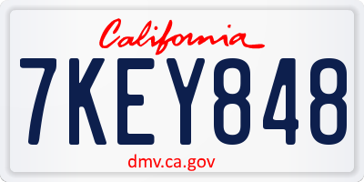 CA license plate 7KEY848