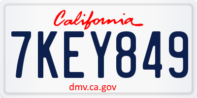 CA license plate 7KEY849