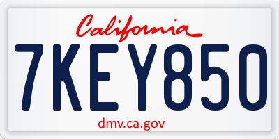 CA license plate 7KEY850