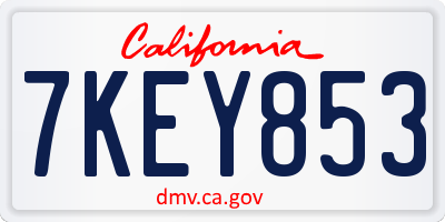 CA license plate 7KEY853
