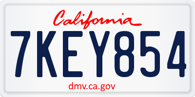 CA license plate 7KEY854