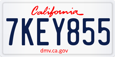 CA license plate 7KEY855