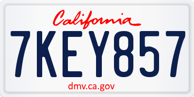 CA license plate 7KEY857