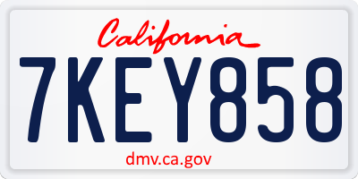 CA license plate 7KEY858