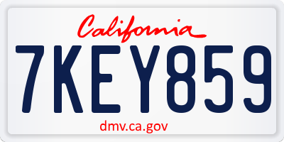 CA license plate 7KEY859