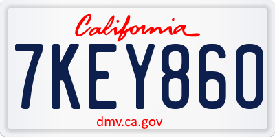 CA license plate 7KEY860