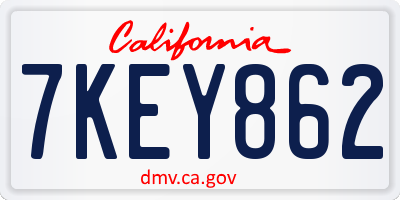 CA license plate 7KEY862