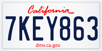 CA license plate 7KEY863