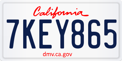 CA license plate 7KEY865