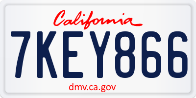 CA license plate 7KEY866