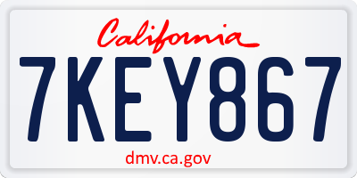 CA license plate 7KEY867