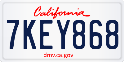 CA license plate 7KEY868