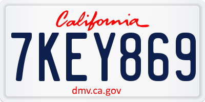 CA license plate 7KEY869